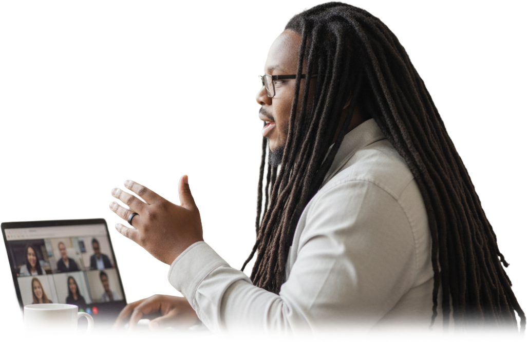 Terrence Sani on a client video call